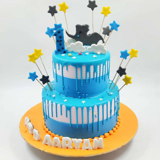 Night Stars Blue Kids Cake