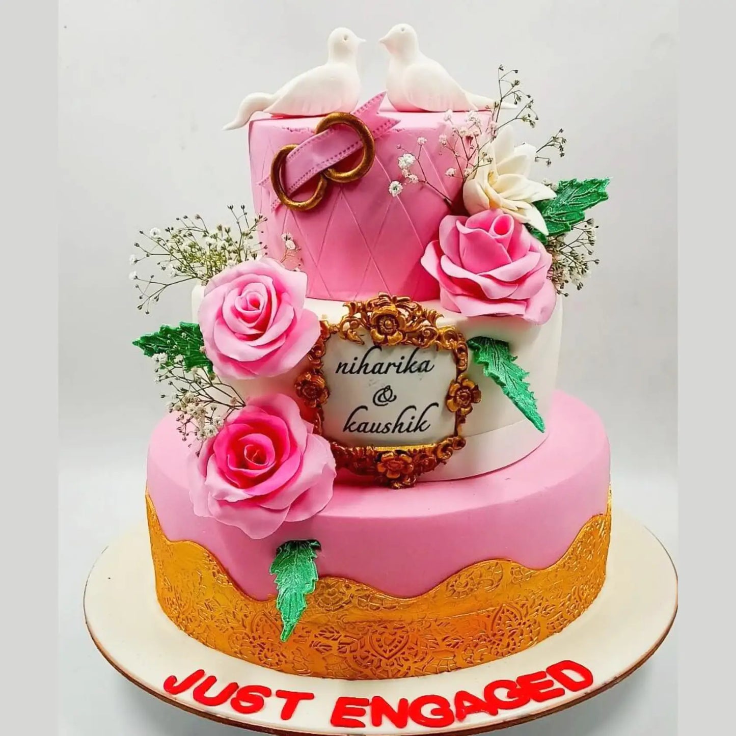 Floral Engagment Cake