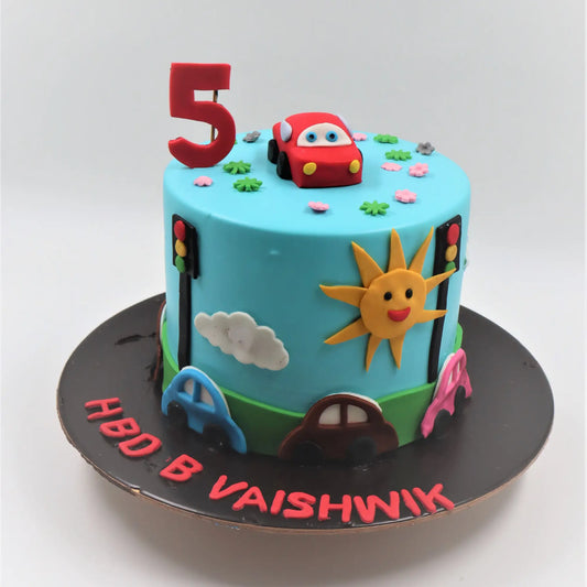 Cars Cartoon Theme Cake