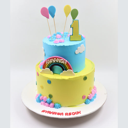 Rainbow Baloon Birthday Cake