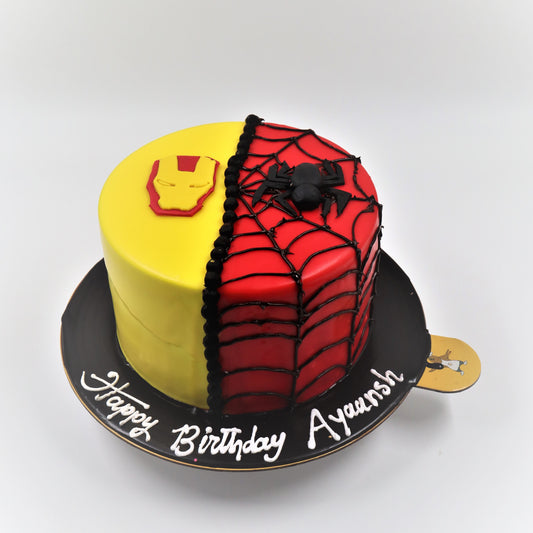 Ironman And Spiderman Birthday Cake