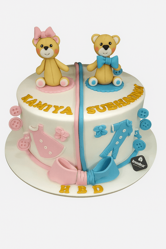 Teddy Bear-Themed Fondant Birthday Cake