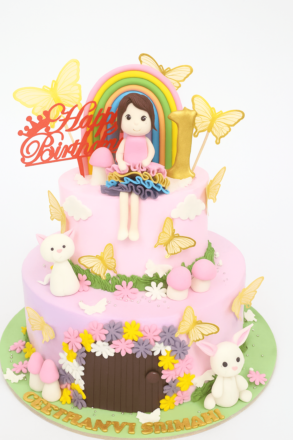 Fairy-Themed Fondant Birthday Cake